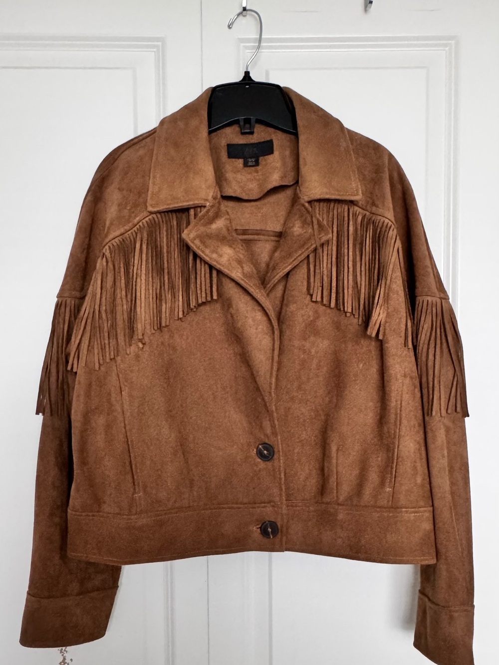 Zara Brown faux Suede Fringe Leather Jacket
